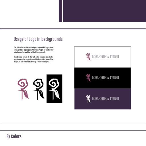 Branding Style guide for Rosa Ortega